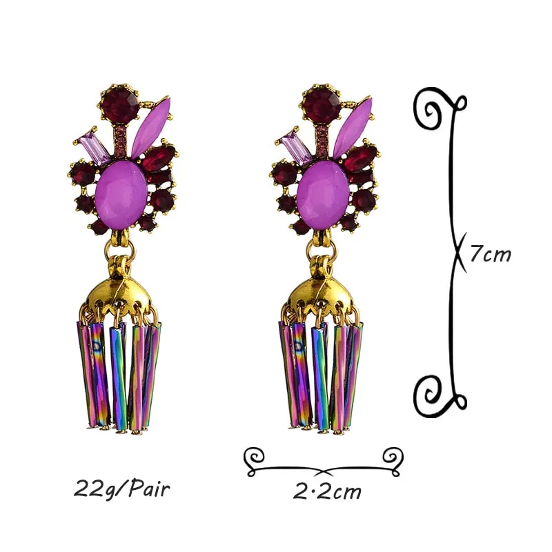 Candace Handmade Long Crystal Drop Earrings