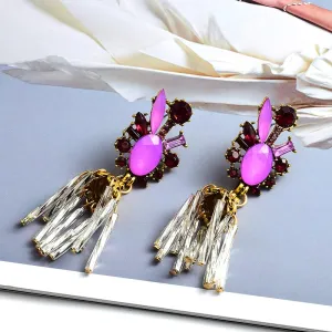 Candace Handmade Long Crystal Drop Earrings