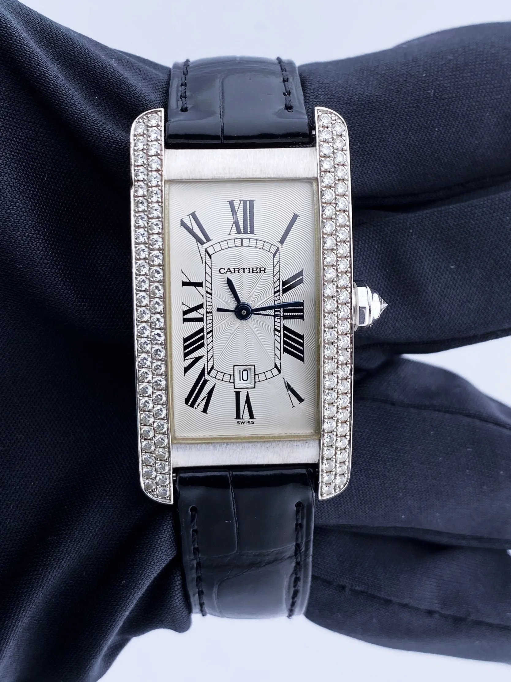 Cartier Tank Americaine W2603656 Diamond Mid Size Ladies Watch Box Papers