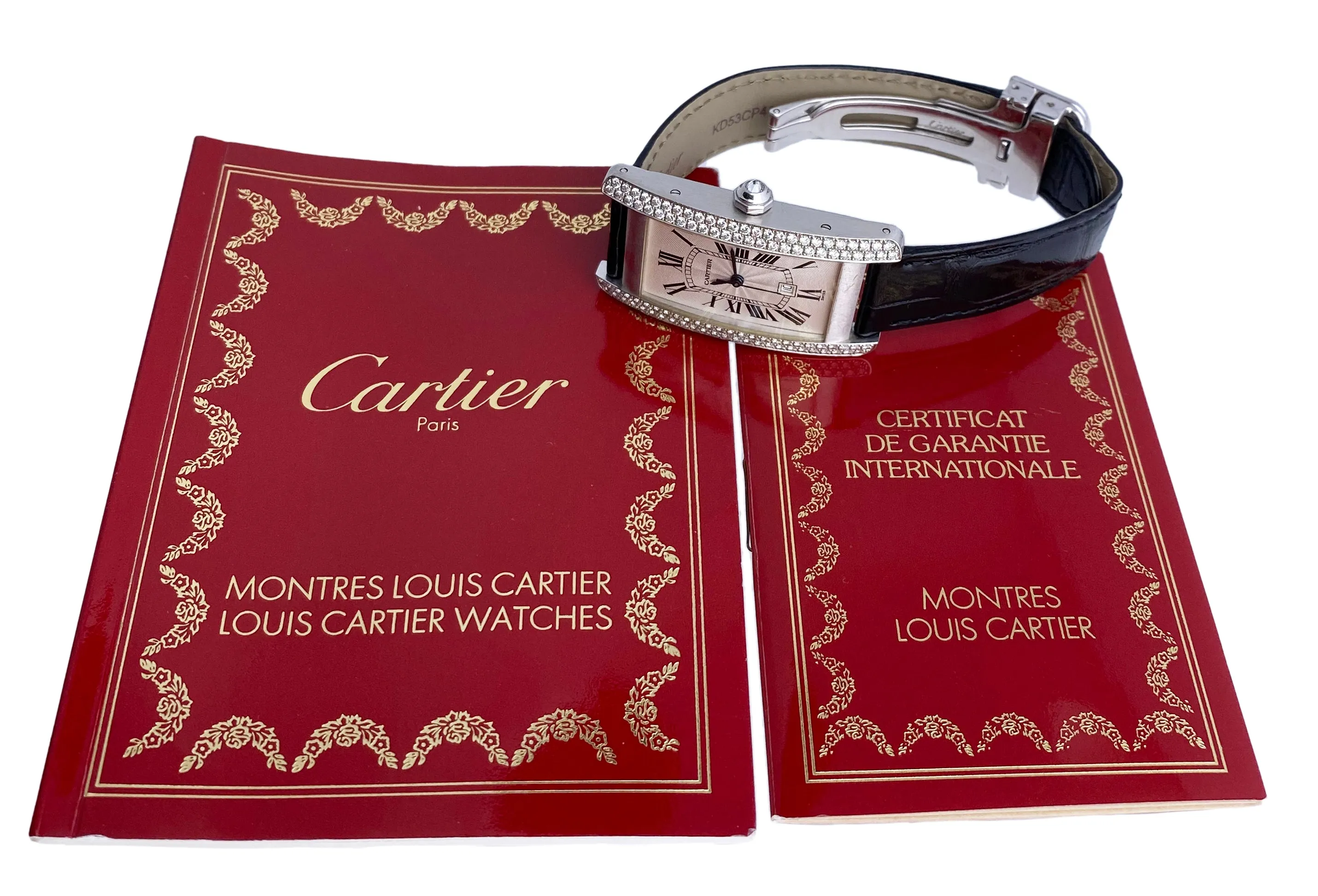 Cartier Tank Americaine W2603656 Diamond Mid Size Ladies Watch Box Papers