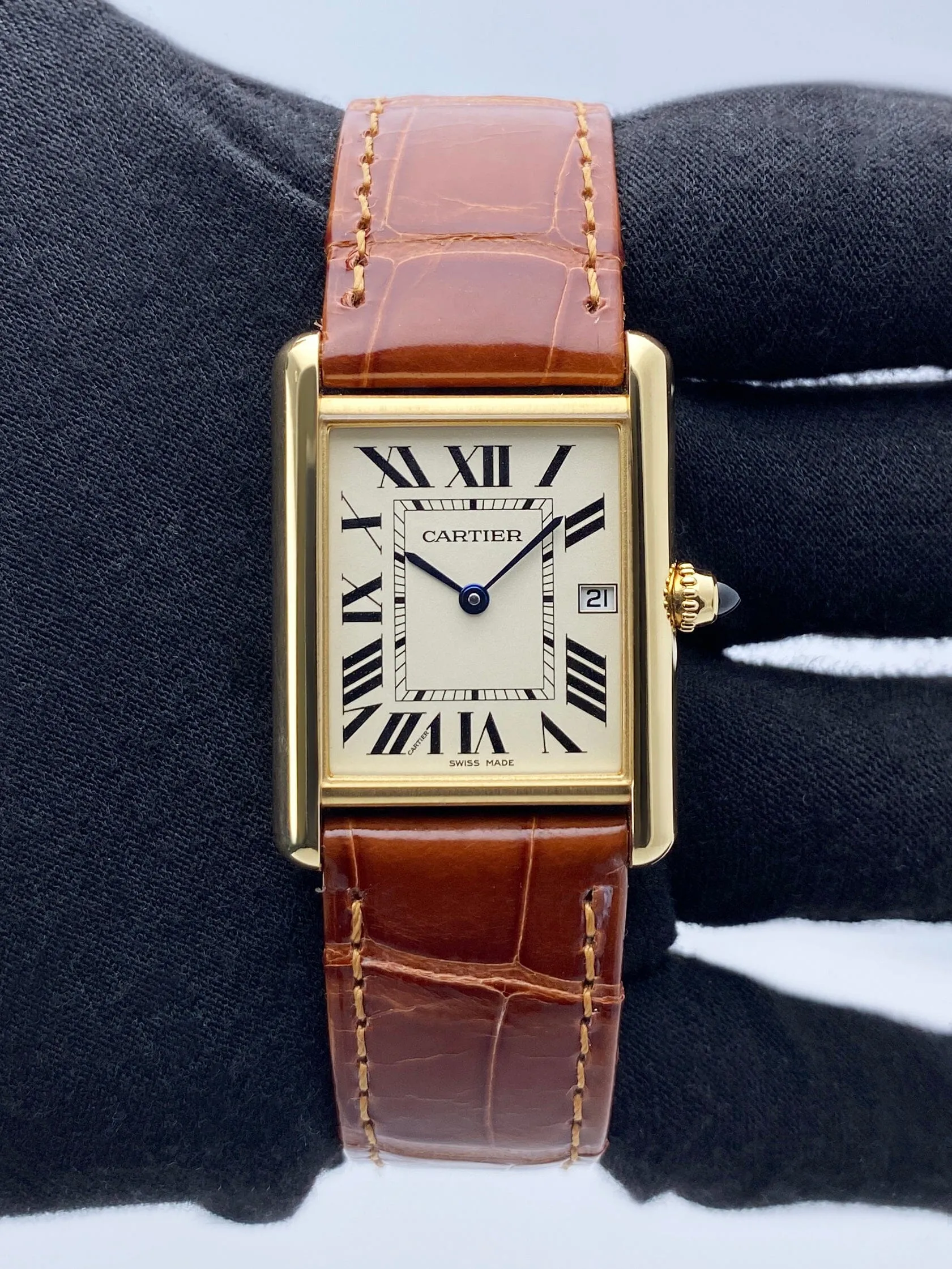 Cartier Tank Louis W1529756 18K Yellow Gold Mens Watch Box Papers