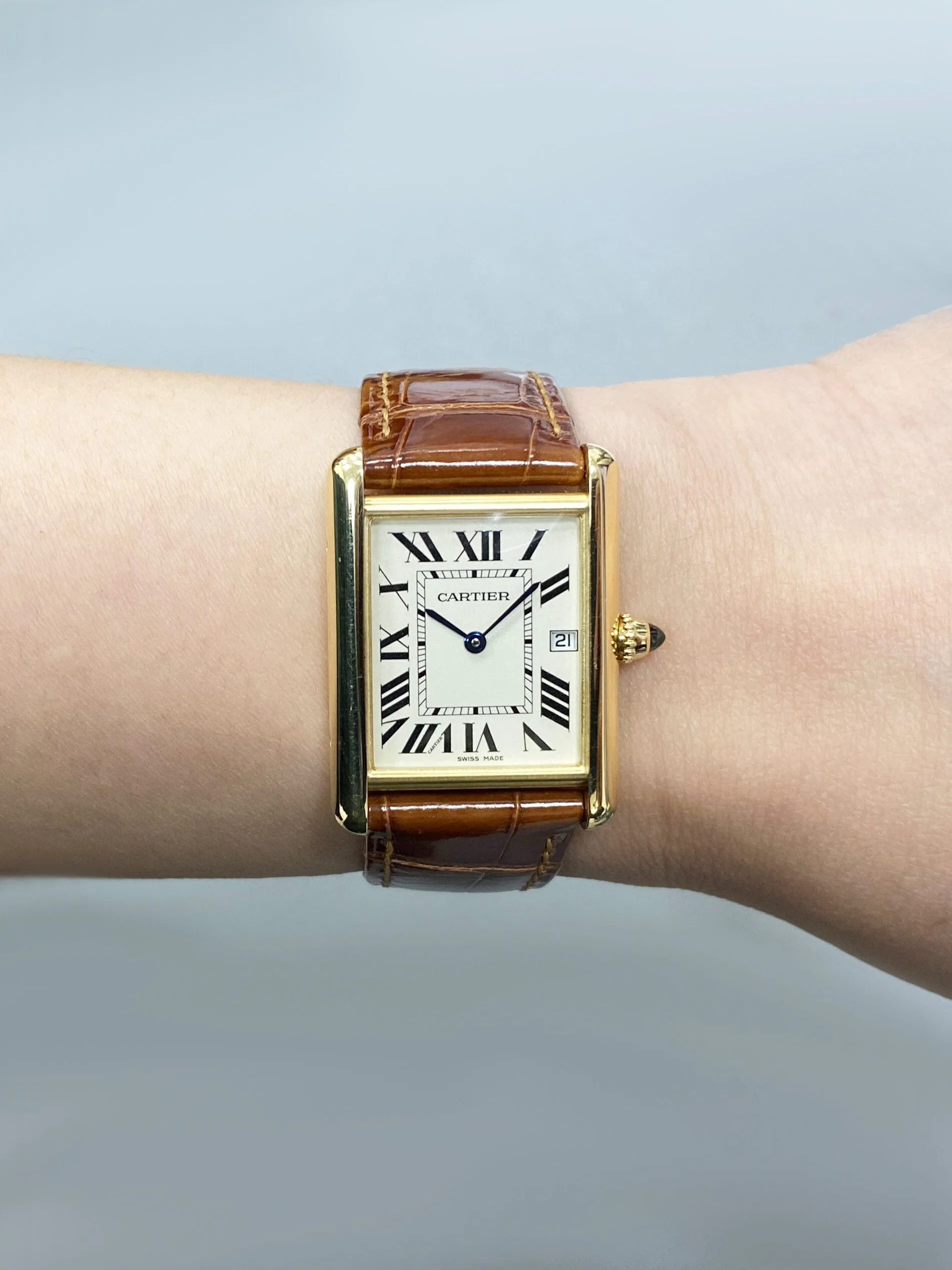 Cartier Tank Louis W1529756 18K Yellow Gold Mens Watch Box Papers