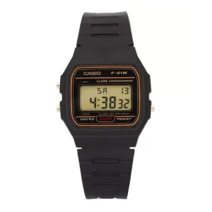 Casio Black Resin Strap Black Dial Quartz Watch for Gents - F-91WG-9QDF