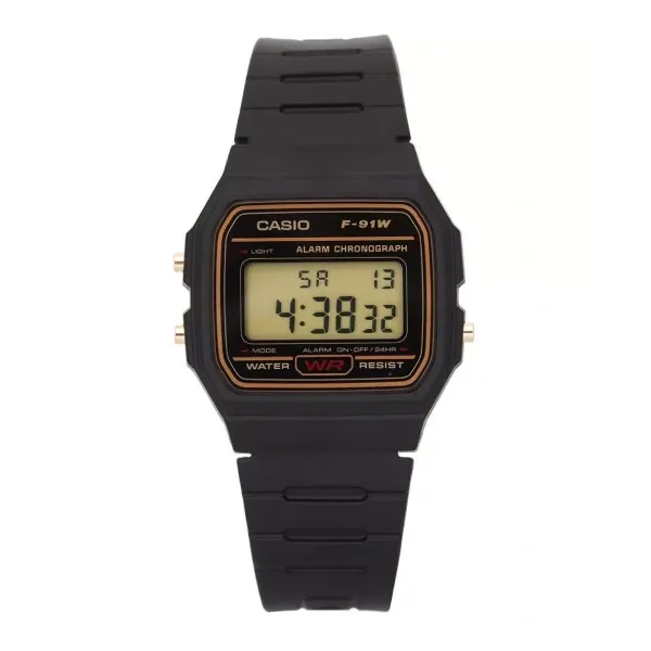 Casio Black Resin Strap Black Dial Quartz Watch for Gents - F-91WG-9QDF
