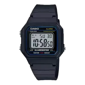 Casio Black Resin Strap Black Dial Quartz Watch for Gents - W-217H-1AVDF
