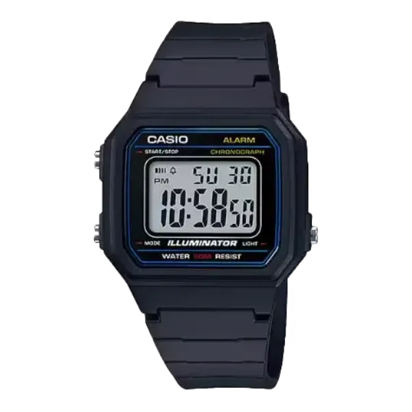 Casio Black Resin Strap Black Dial Quartz Watch for Gents - W-217H-1AVDF