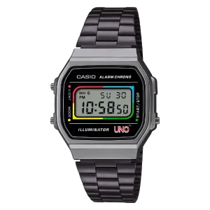 Casio Grey Stainless Steel Black Dial Quartz Watch for Gents - A-168WEUC-1ADR