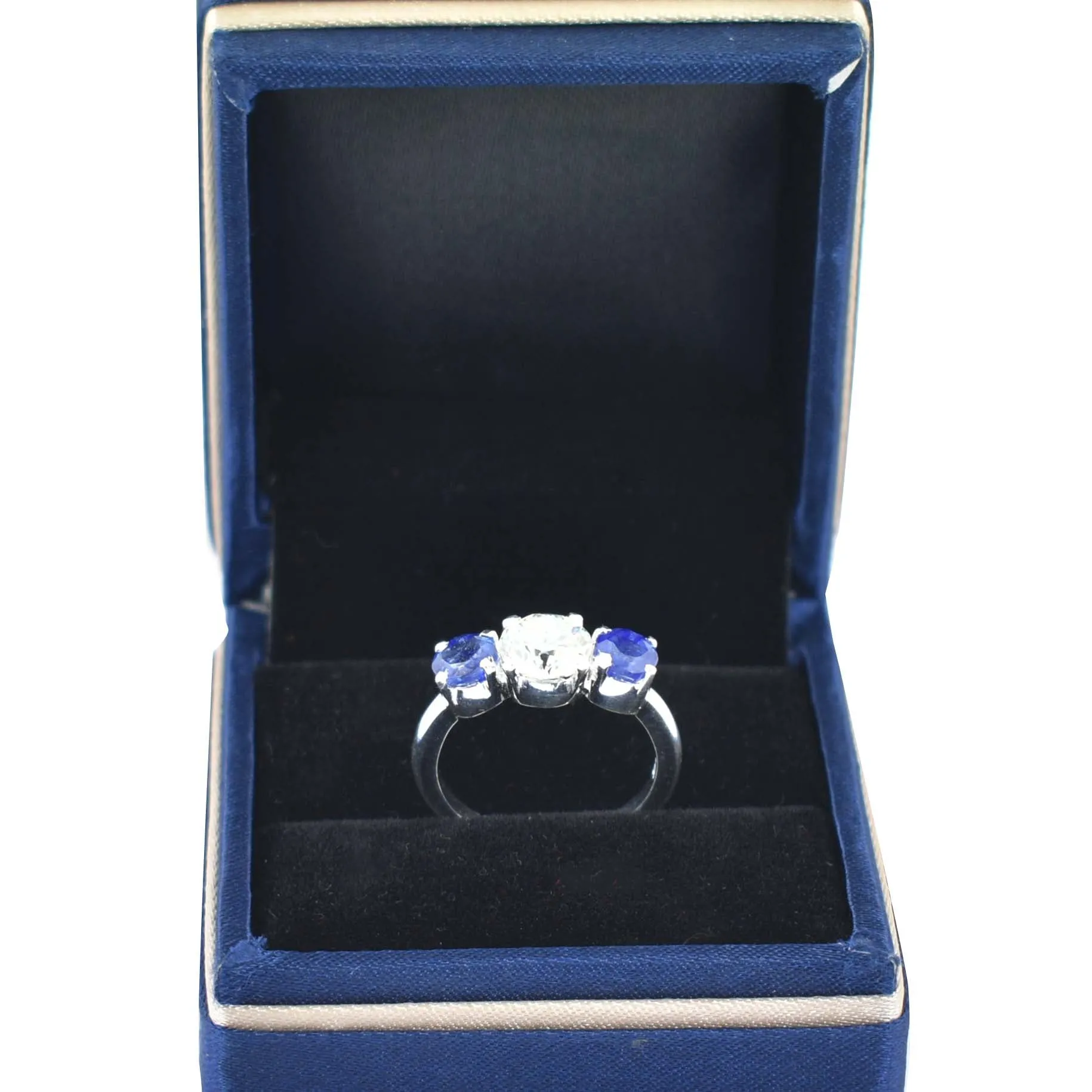 Charming 1.80 Ct Off White Diamond Ring with Sapphire Gemstone Accents, Elegant Look & Great Sparkle ! Ideal For Birthday Gift