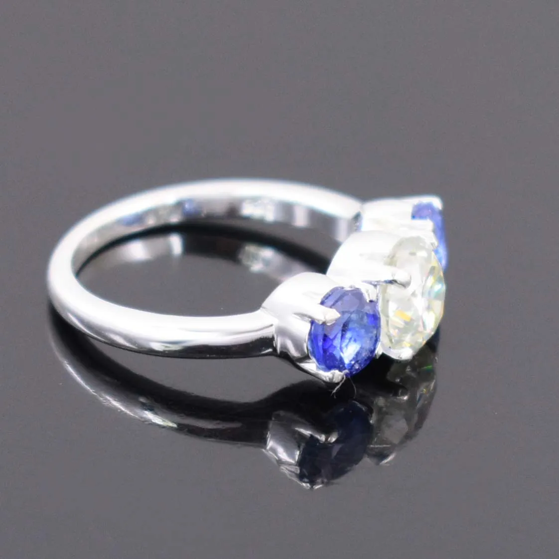 Charming 1.80 Ct Off White Diamond Ring with Sapphire Gemstone Accents, Elegant Look & Great Sparkle ! Ideal For Birthday Gift