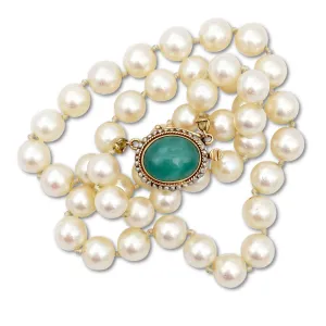 Chrysoprase Clasp Pearl Necklace