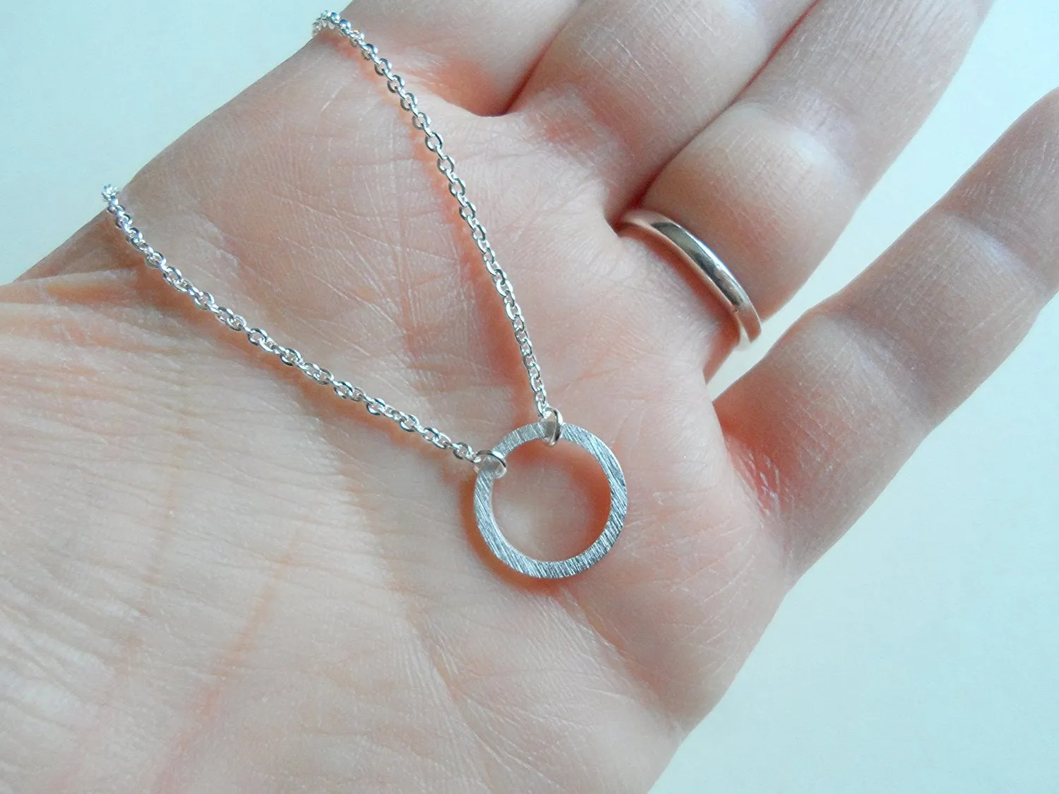 Circle Necklaces, Set of 2, Like a Circle Our Love Will Never End - Silver