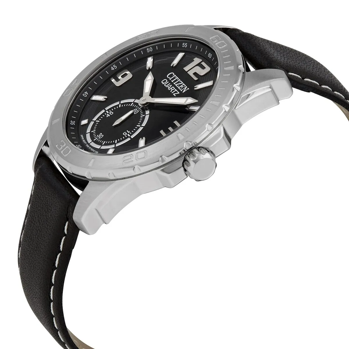 Citizen Quartz Black Dial Black Leather Men's Watch AO3010-05E