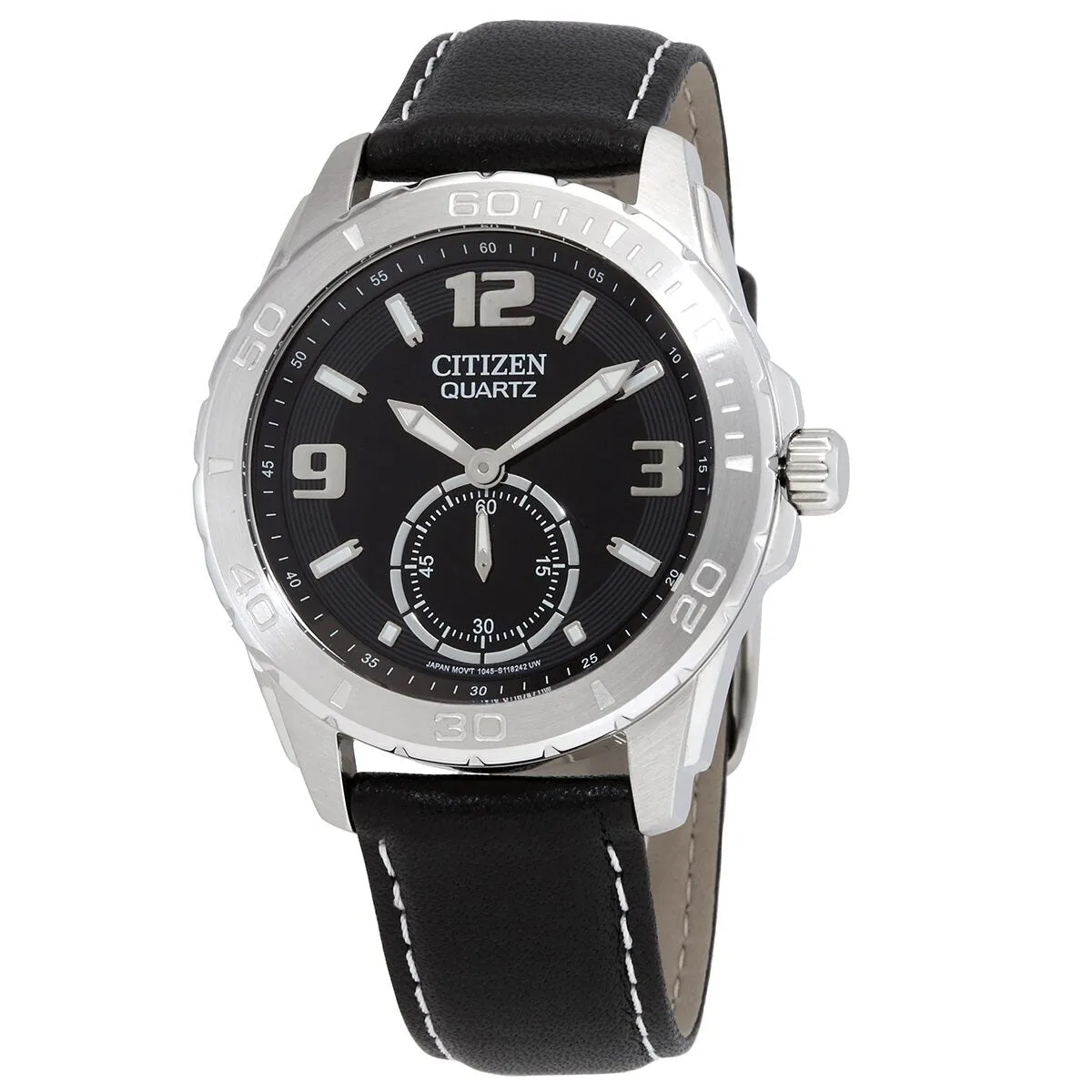 Citizen Quartz Black Dial Black Leather Men's Watch AO3010-05E