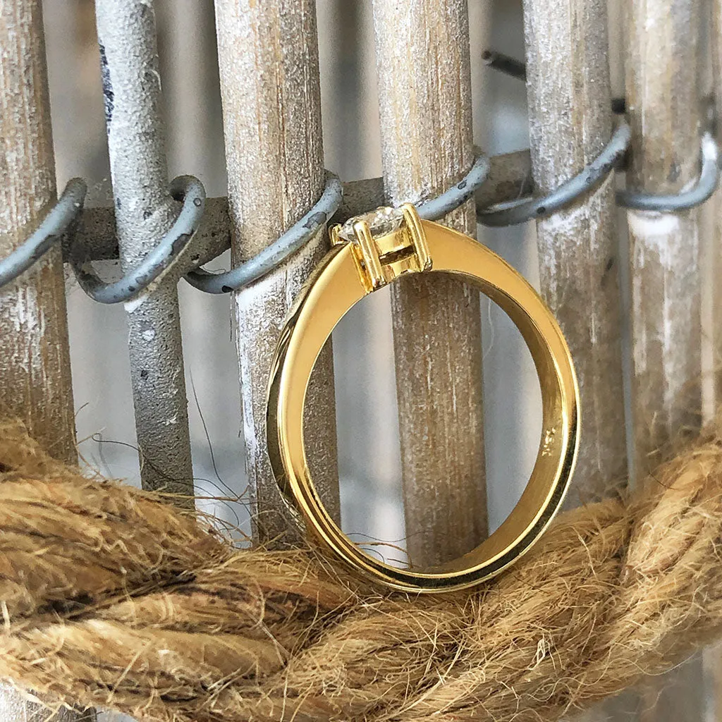 Classic 4 Claw Round Cut Diamond Ring With Low Profile Open Gallery