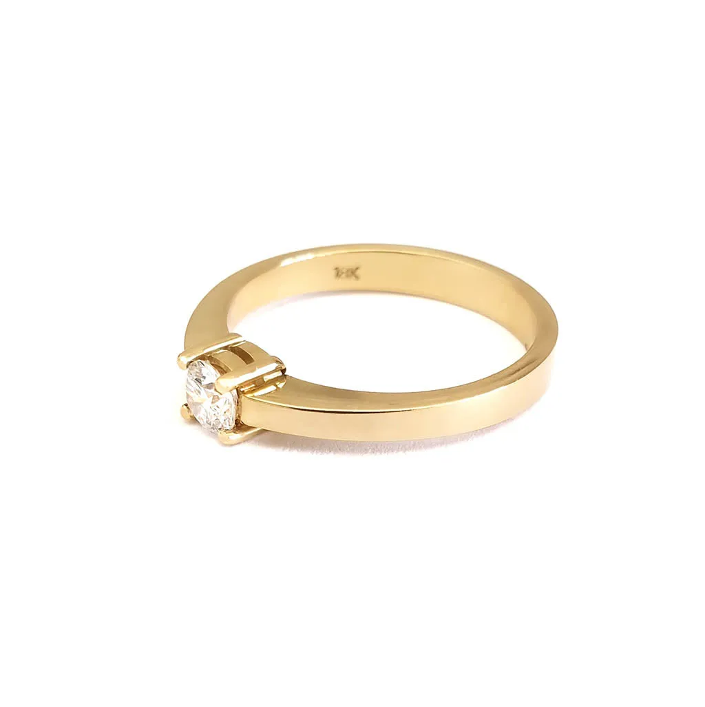 Classic 4 Claw Round Cut Diamond Ring With Low Profile Open Gallery