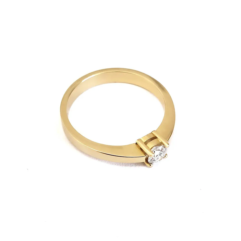 Classic 4 Claw Round Cut Diamond Ring With Low Profile Open Gallery