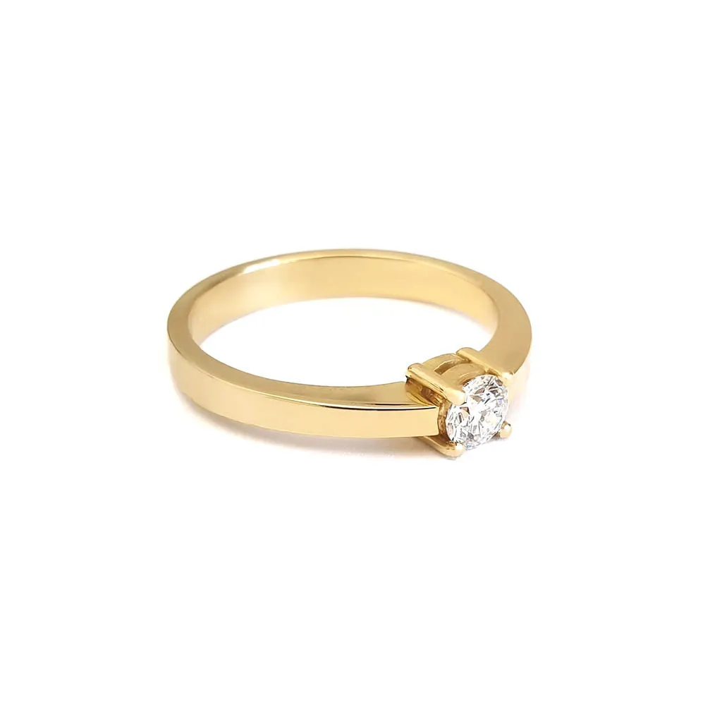 Classic 4 Claw Round Cut Diamond Ring With Low Profile Open Gallery