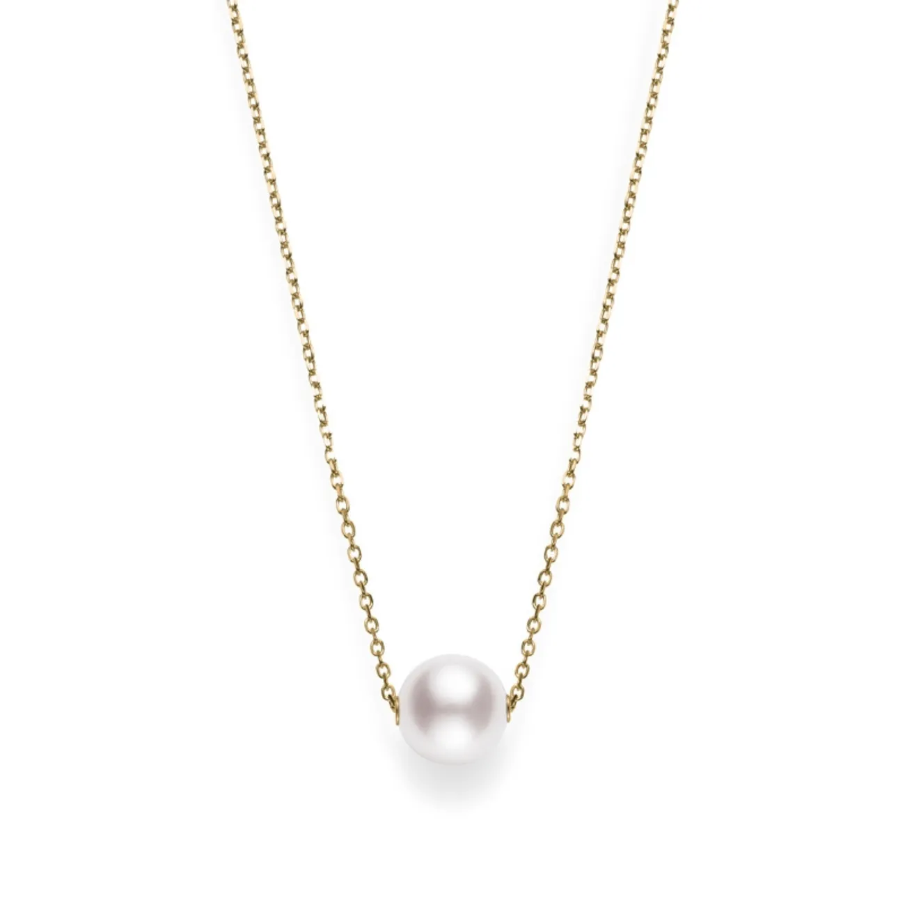Classic Elegance 18K Yellow Gold Akoya Cultured Single Pearl Pendant Necklace