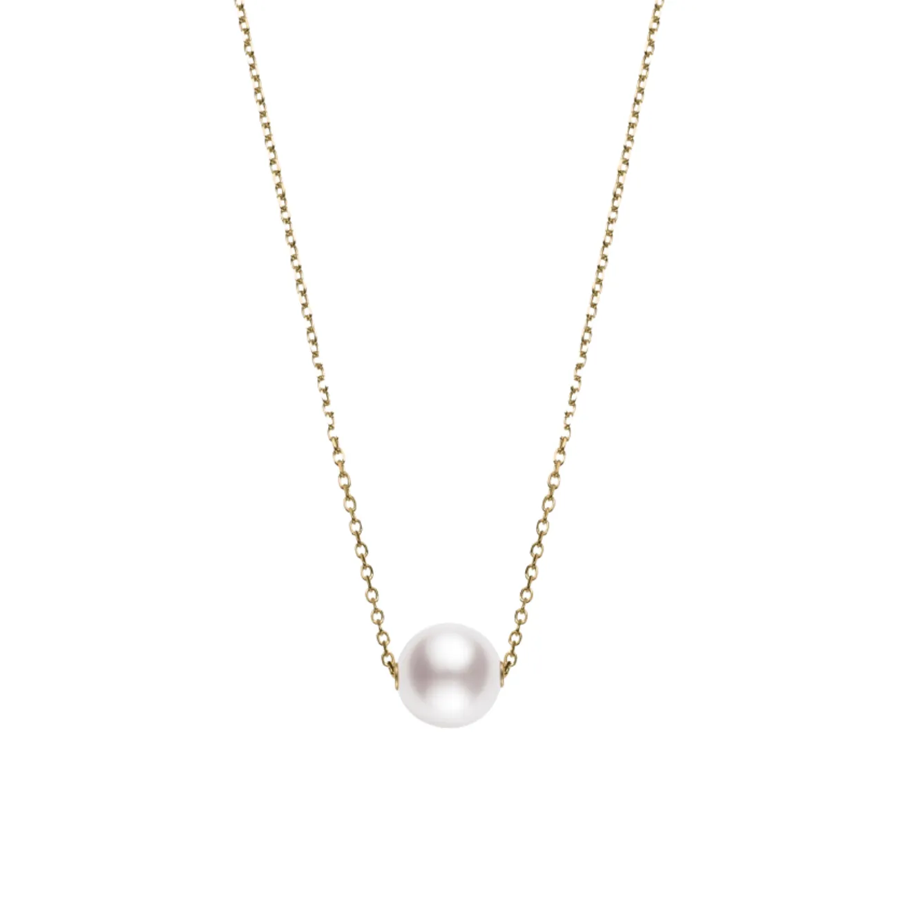 Classic Elegance 18K Yellow Gold Akoya Cultured Single Pearl Pendant Necklace