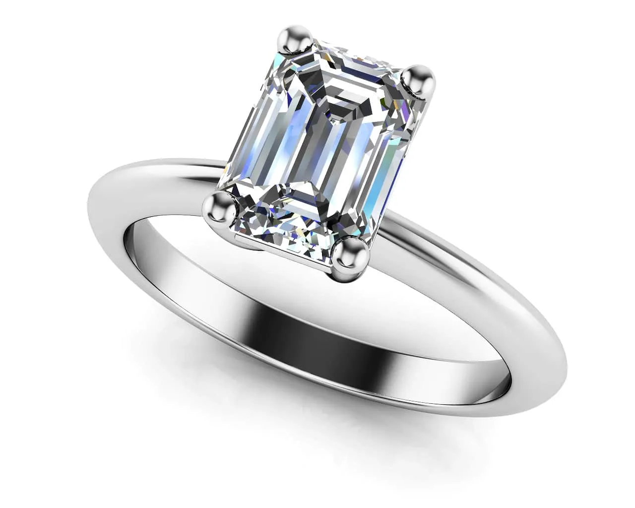Classic Emerald Cut Lab-Grown Diamond Engagement Ring with 0.50 ct.(finished) 6x4mm