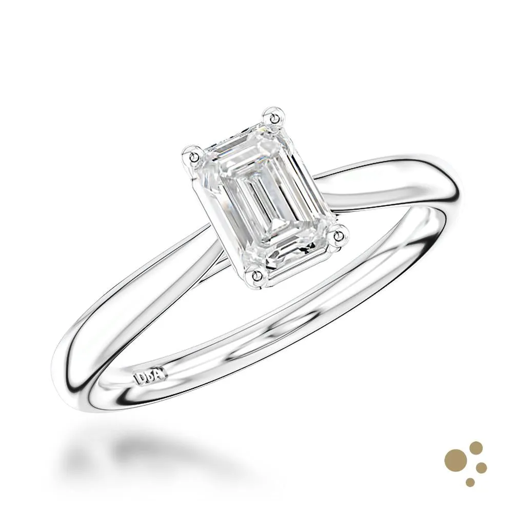 Classic Emerald Solitaire 1.00ct Diamond Platinum Ring