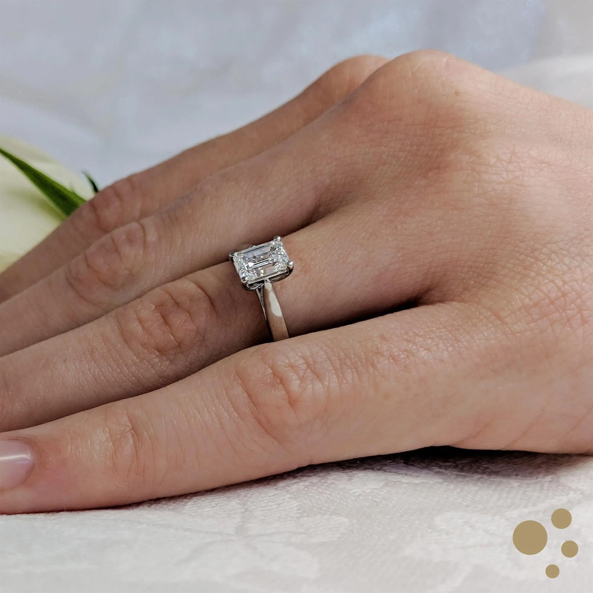 Classic Emerald Solitaire 1.00ct Diamond Platinum Ring