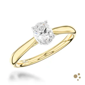 Classic Oval Solitaire 0.52ct Diamond Yellow Gold/Platinum Ring