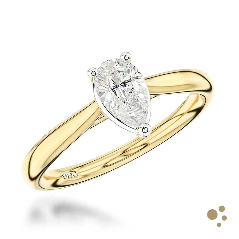 Classic Pear Solitaire 0.60ct Diamond Yellow Gold/Platinum Ring