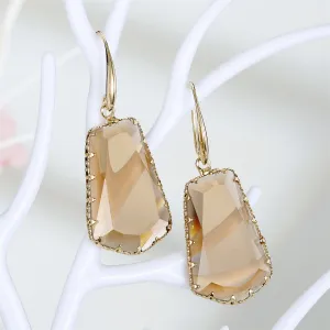 Coffee Crystal & 18K Gold-Plated Ladder Drop Earrings