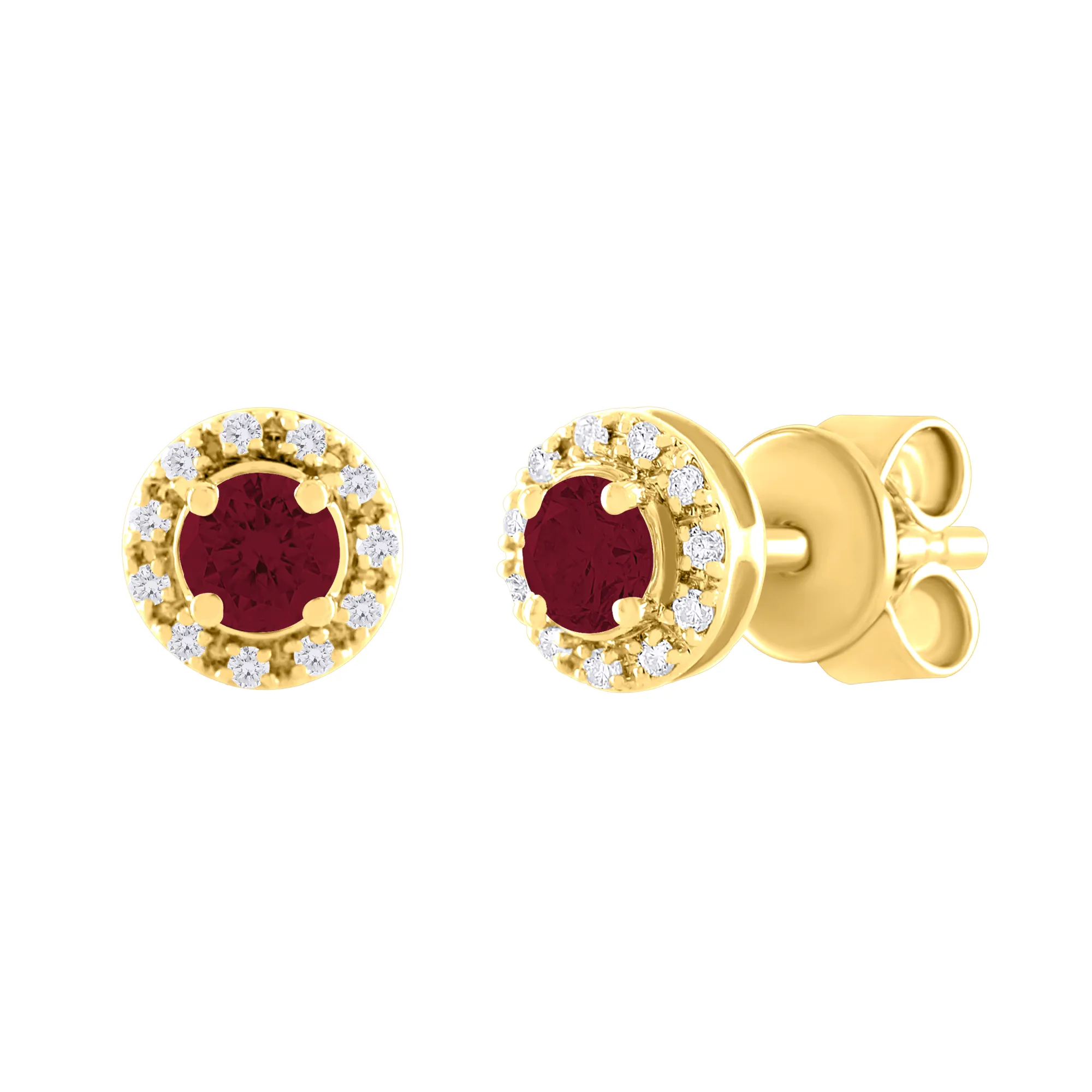 Color Stone & Diamond Halo Stud Earrings