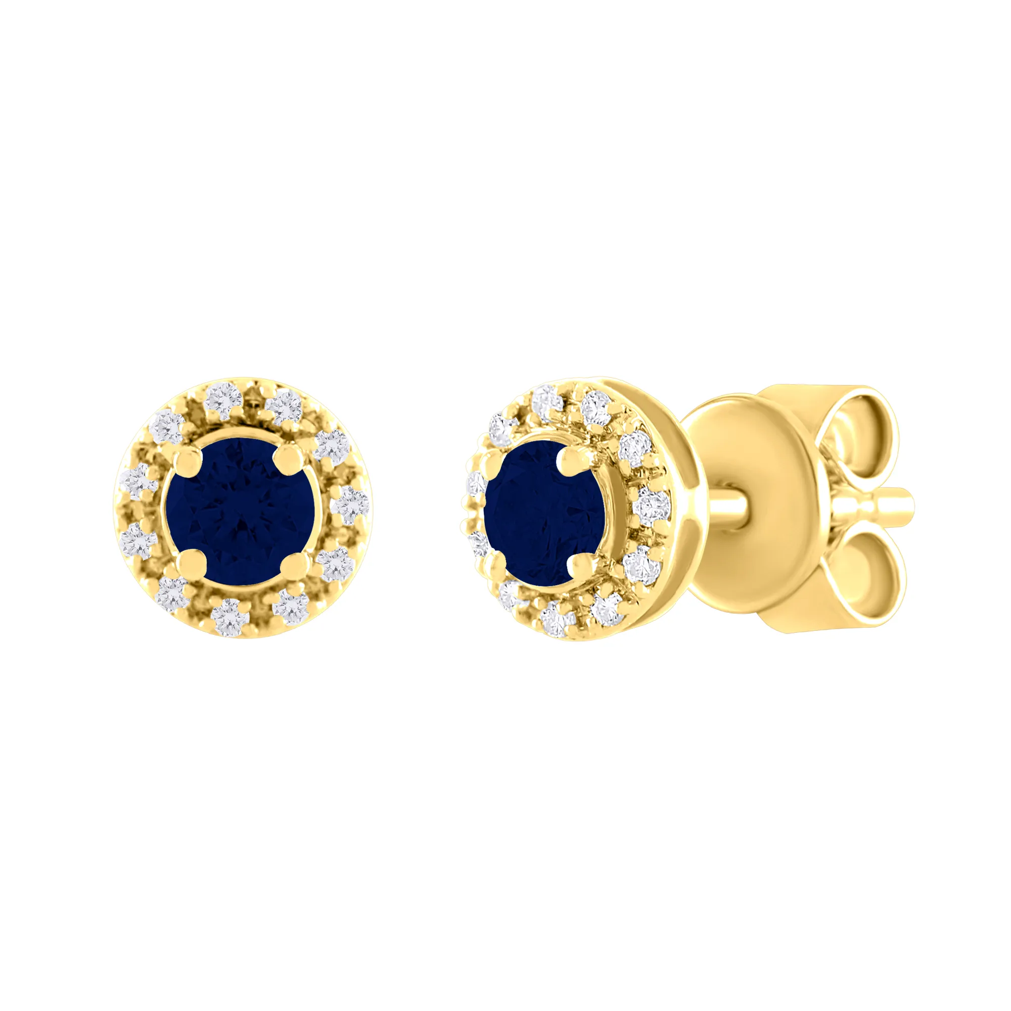 Color Stone & Diamond Halo Stud Earrings