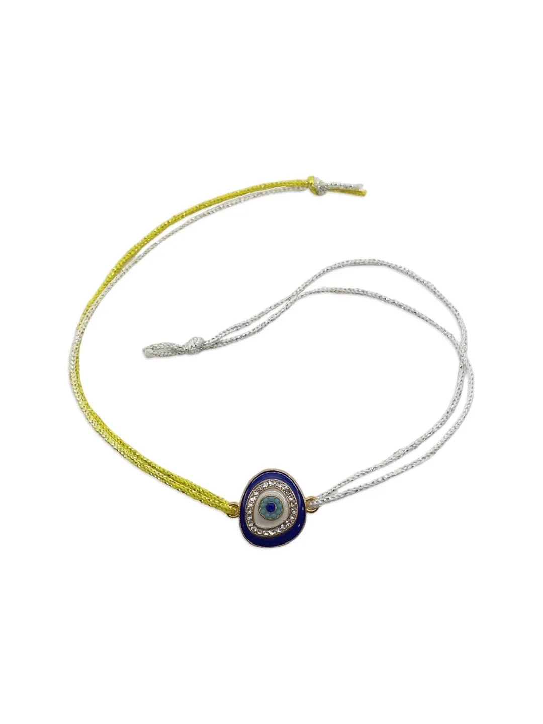 (Combo of 2) Designer Diamond Studded Evil Eye Bracelet And Rakhi Thread For Bhabhi-Bhaiya