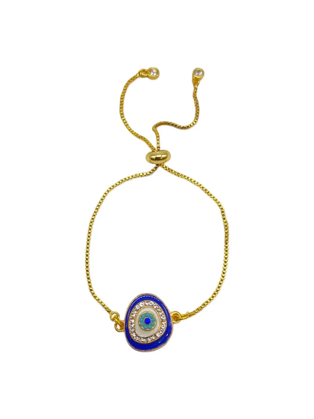(Combo of 2) Designer Diamond Studded Evil Eye Bracelet And Rakhi Thread For Bhabhi-Bhaiya