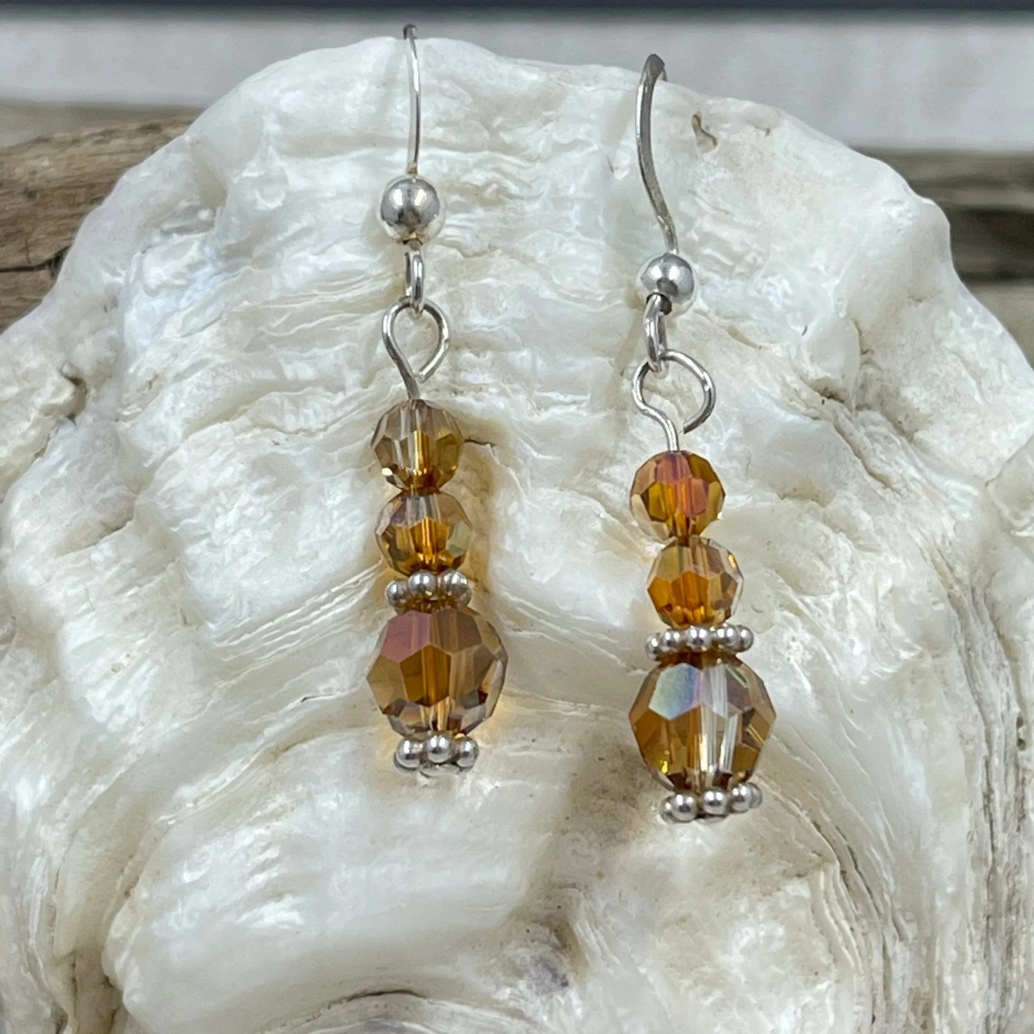 Copper Shadow Crystal Drop Earrings
