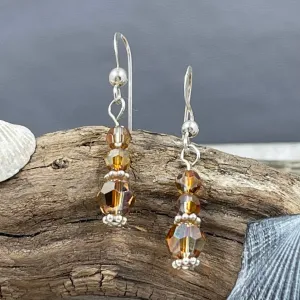 Copper Shadow Crystal Drop Earrings