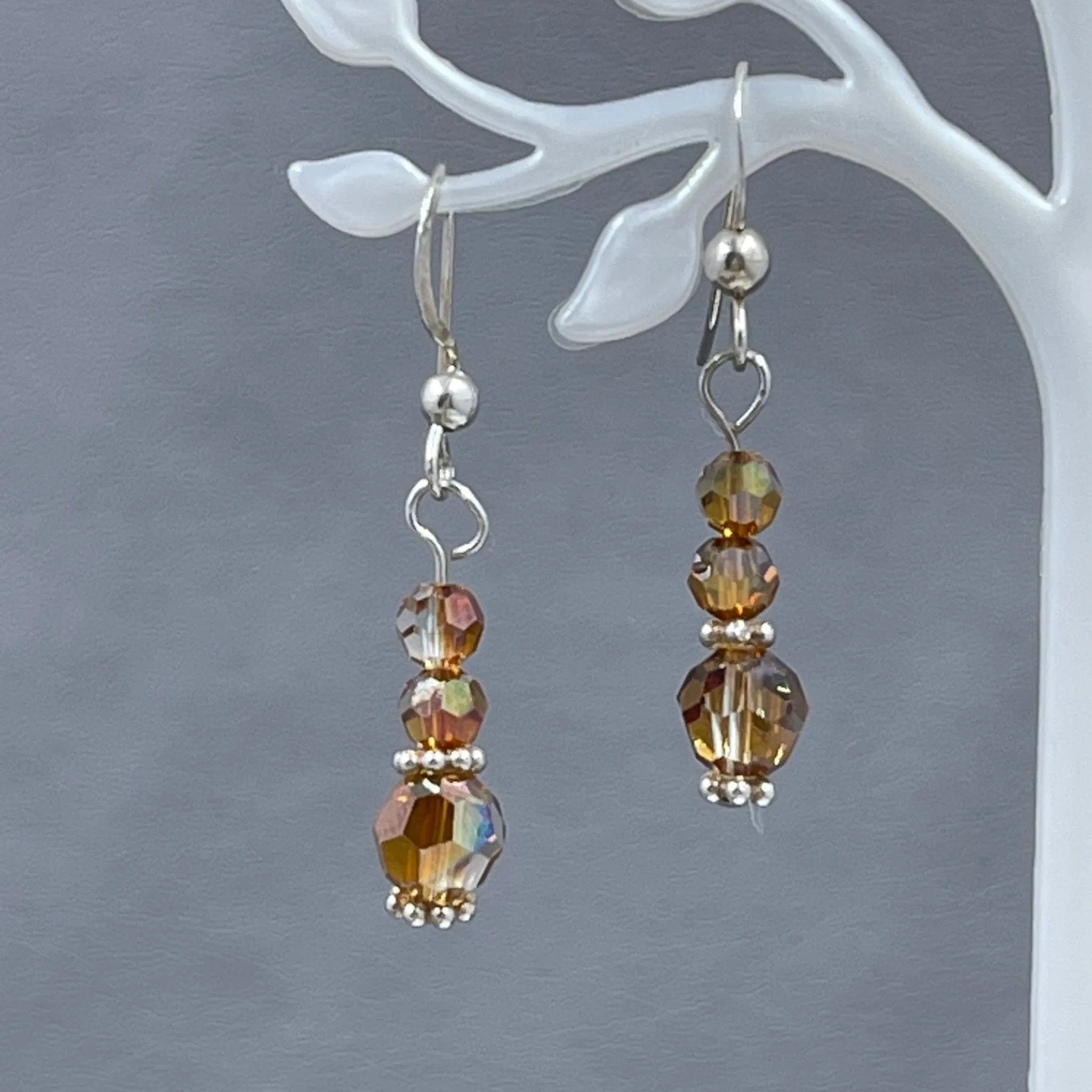 Copper Shadow Crystal Drop Earrings