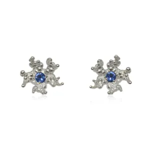 Coral Reef Earrings Silver with Sapphire