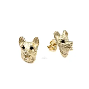 Corgi Earrings, 14k Gold