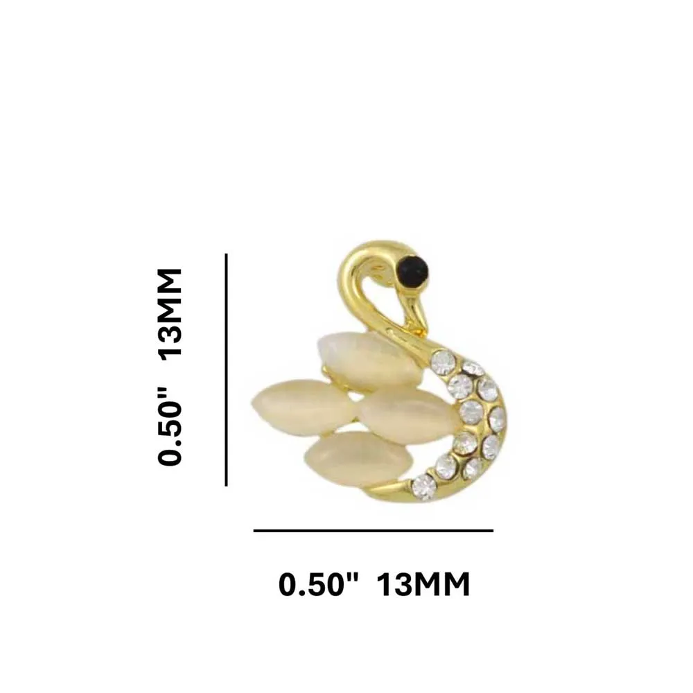 Cream Cats Eye Swan Stud Pierced Earring - REC528