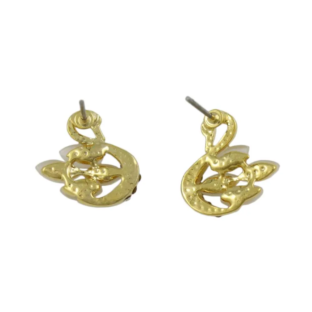 Cream Cats Eye Swan Stud Pierced Earring - REC528