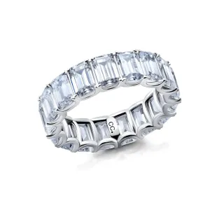 Crislu Emerald Cut Eternity Ring Finished in Pure Platinum