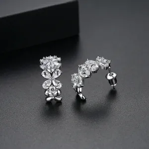 Crystal & Cubic Zirconia Flower Huggie Earrings