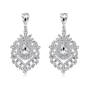 Crystal & Cubic Zirconia Silver-Plated Botanical Drop Earrings