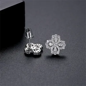 Crystal & Cubic Zirconia Silver-Plated Flower Stud Earrings