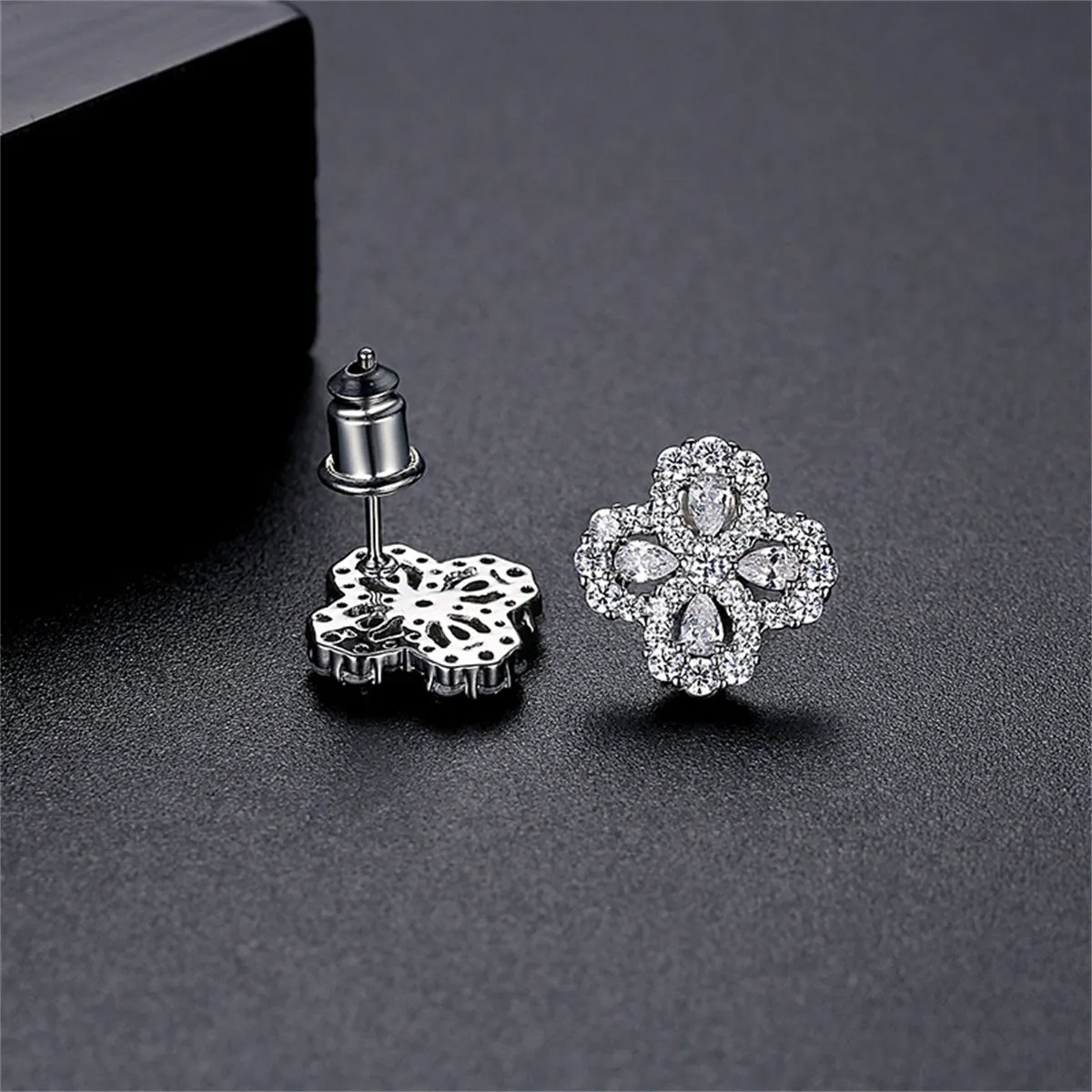 Crystal & Cubic Zirconia Silver-Plated Flower Stud Earrings