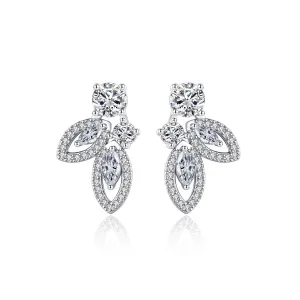 Crystal & Cubic Zirconia Silver-Plated Leaves Drop Earrings
