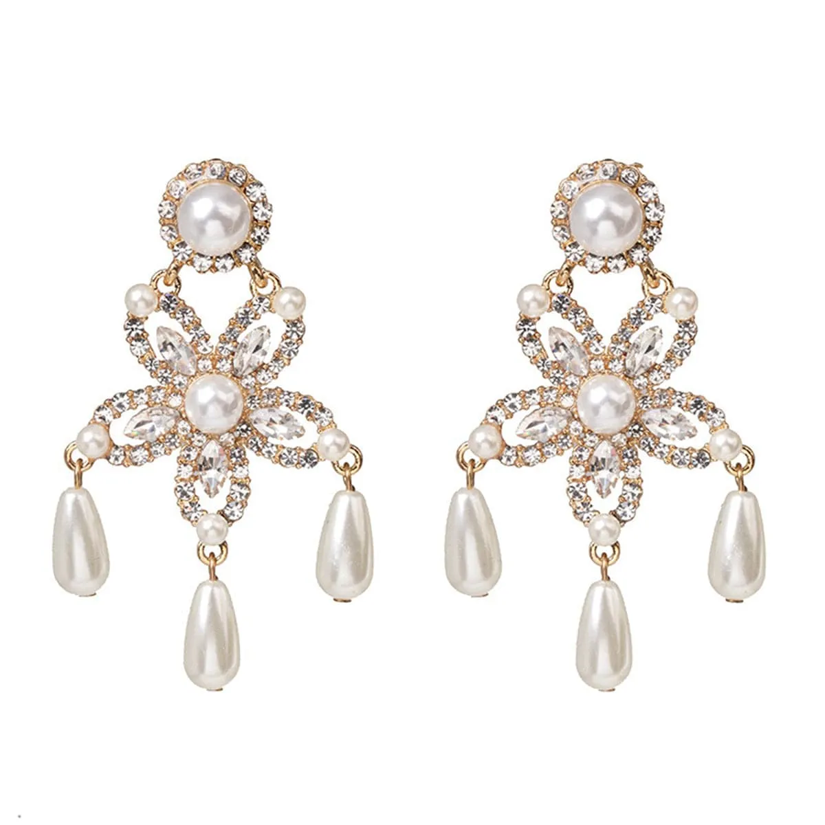 Crystal & Pearl 18K Gold-Plated Star Drop Earrings