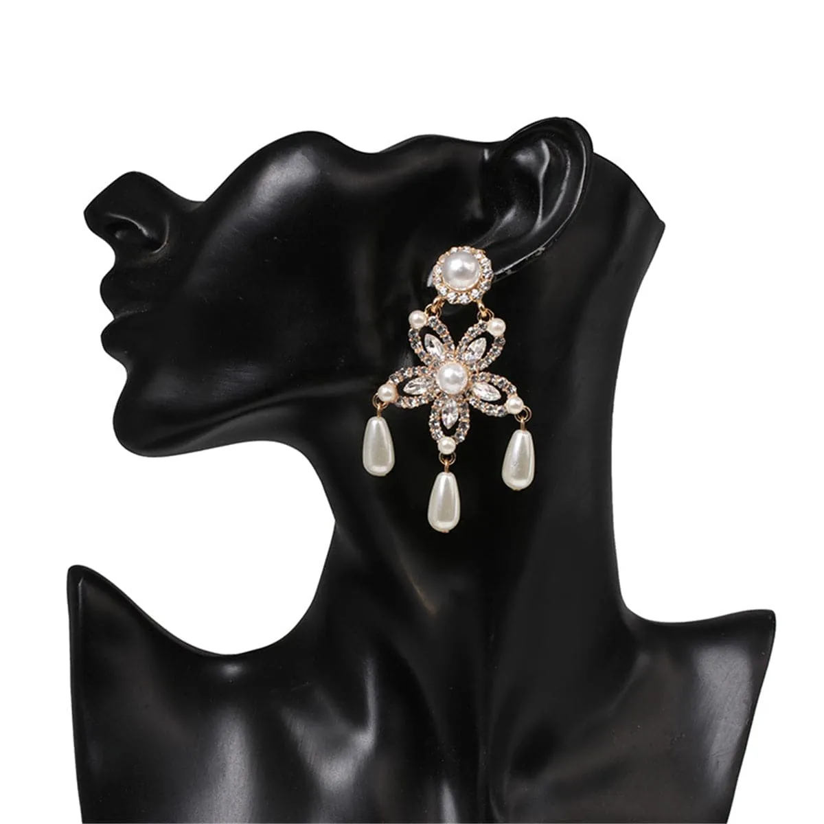 Crystal & Pearl 18K Gold-Plated Star Drop Earrings