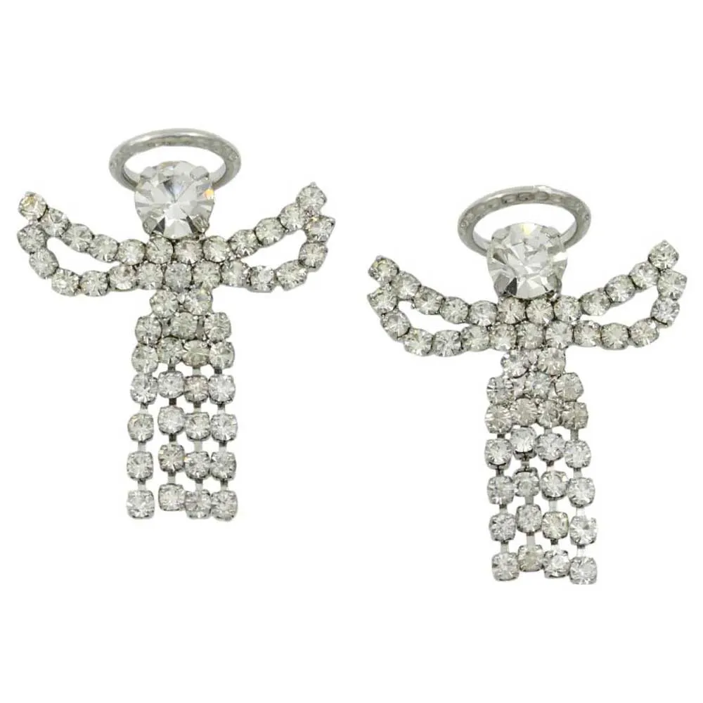 Crystal Angel with Clear Crystal Dress Pierced Earring - SPF601E