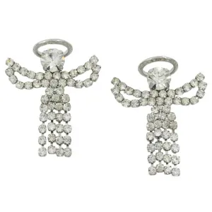 Crystal Angel with Clear Crystal Dress Pierced Earring - SPF601E